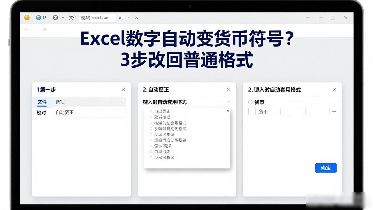 Excel数字自动变货币符号？3步改回普通格式