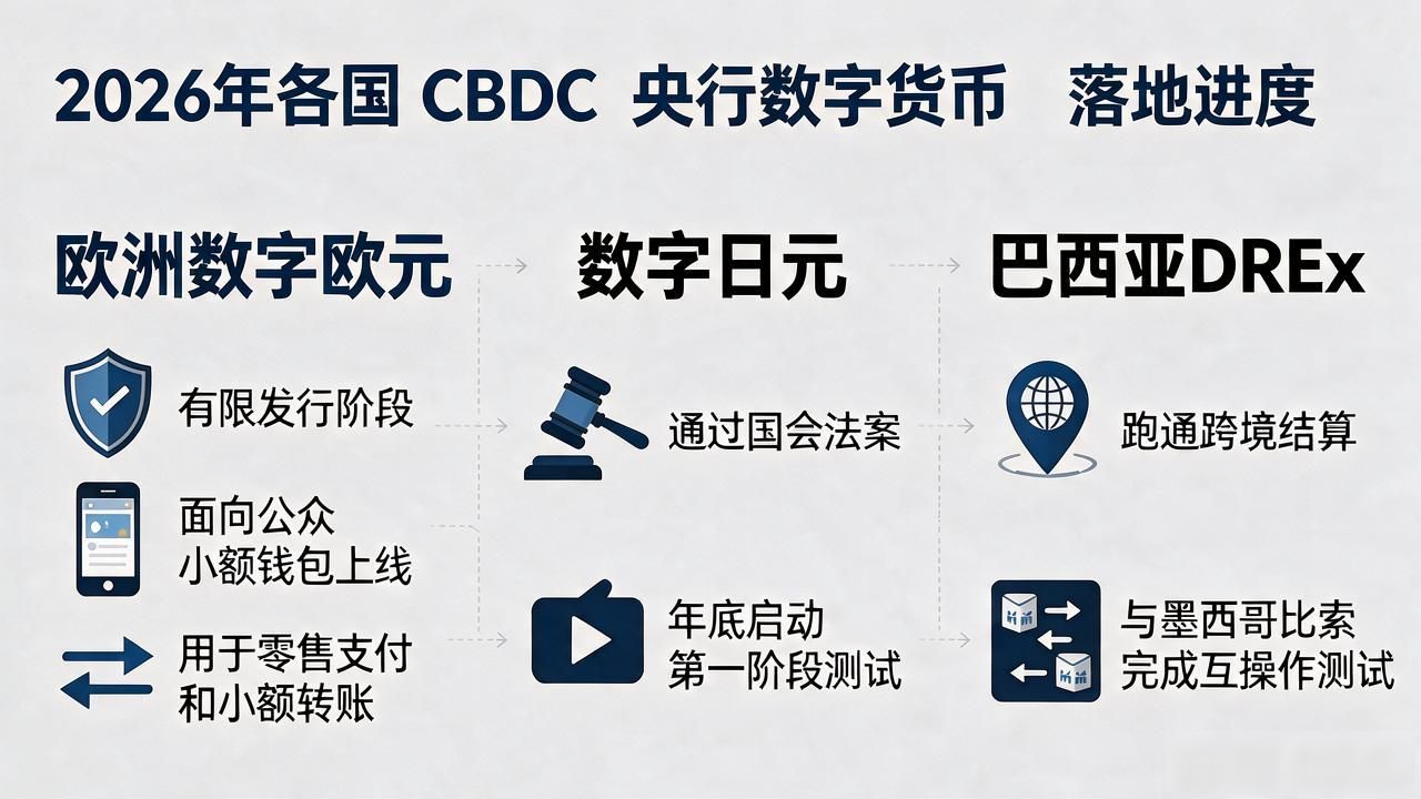 今年发行哪些数字货币？2026年各国CBDC落地进度
