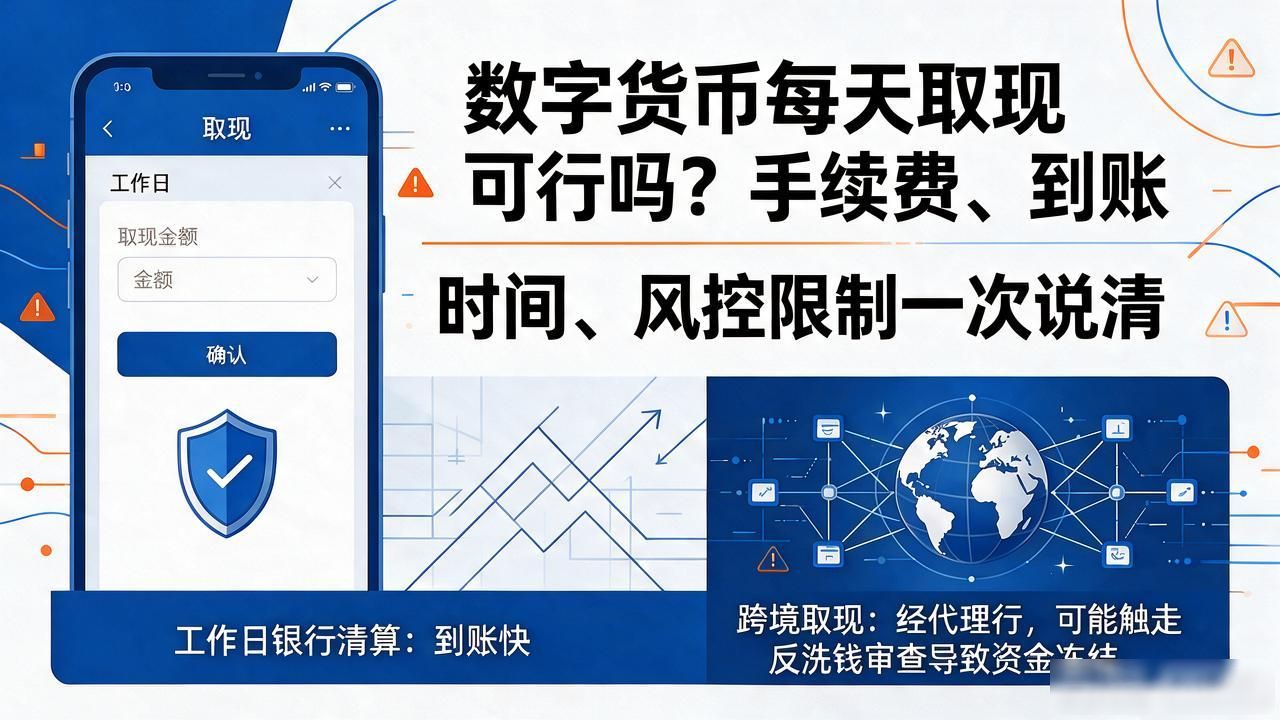 数字货币每天取现可行吗？手续费、到账时间、风控限制一次说清