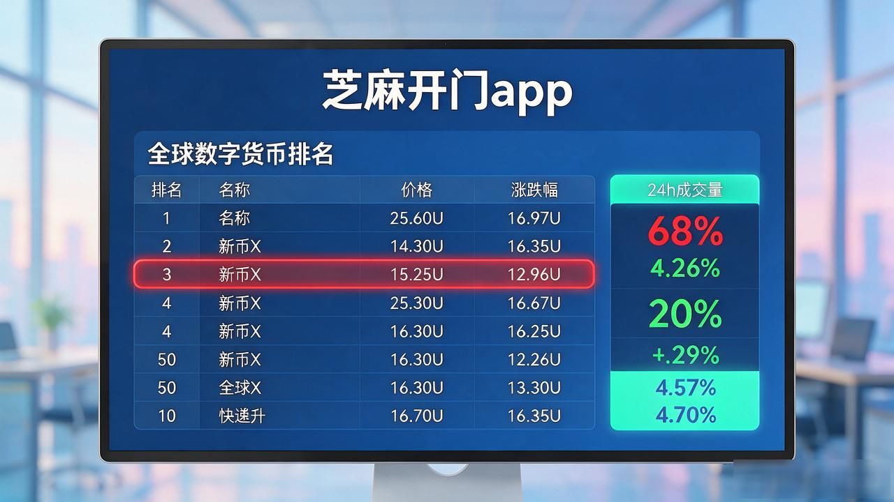 芝麻开门app查全球数字货币排名，选币看数据更靠谱