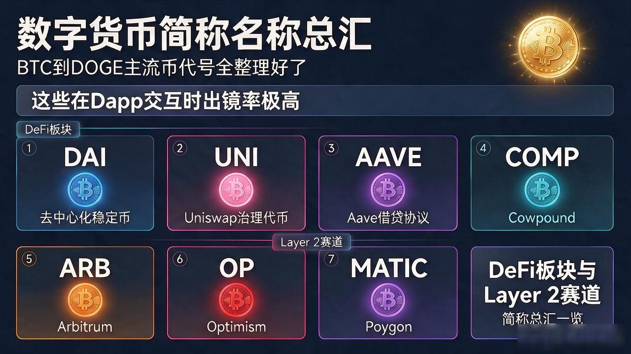 数字货币简称名称总汇：BTC到DOGE主流币代号全整理好了