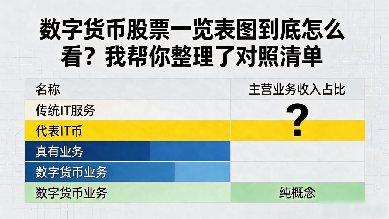 数字货币股票一览表图到底怎么看？我帮你整理了对照清单
