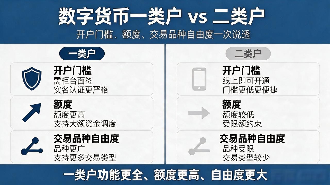 数字货币一类户怎么开通？开户门槛和二类户区别一次说透