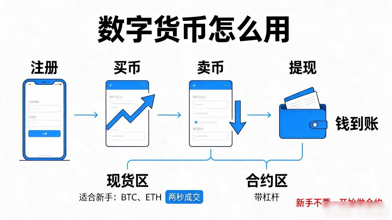 数字货币交易步骤_交易所提现流程_数字货币使用流程图示
